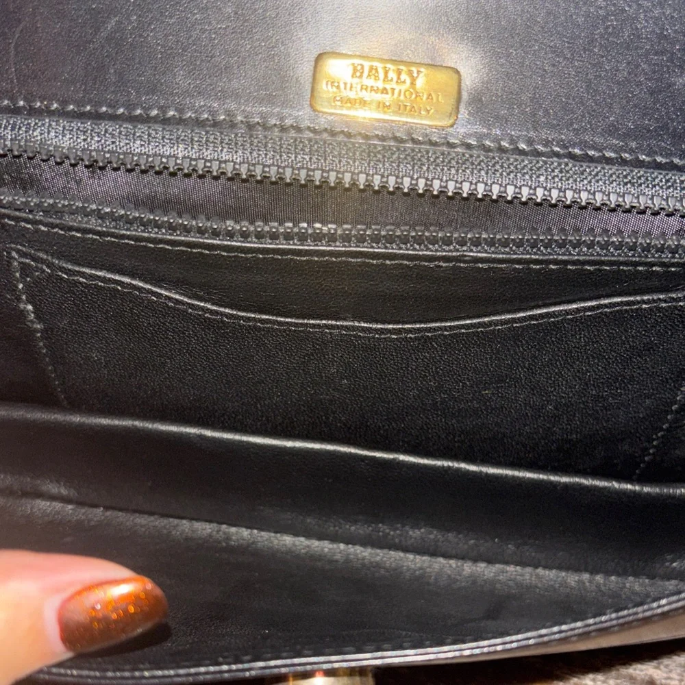 Bally‎ Black Leather Clutch/crossbody with Gold Accents bag